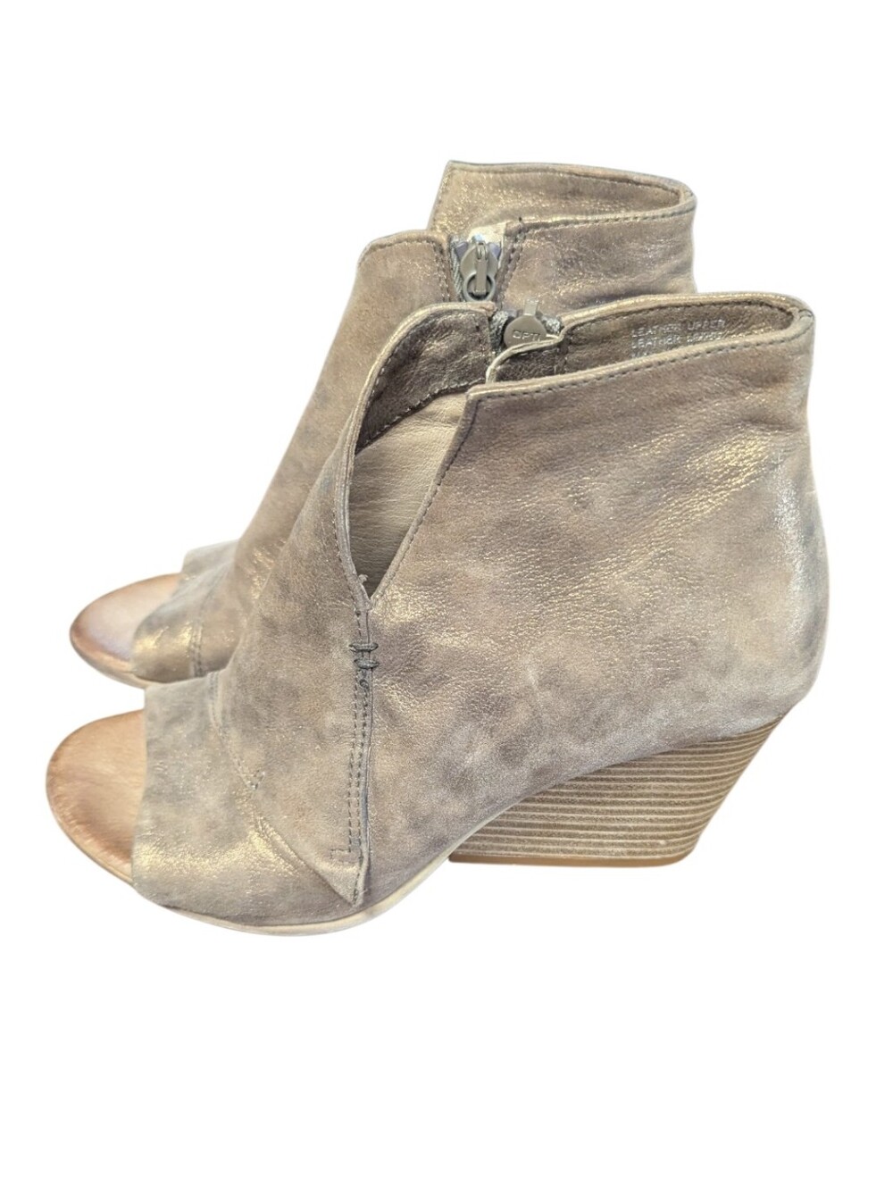 Miz Mooz Leather Peep Toe Wedge Tan Copper Size 38 Or 7.5